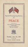 Special Thanksgiving Service for Peace - Sunday July 6, 1919
