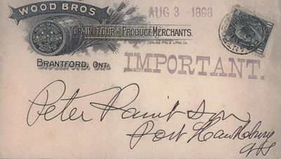 Wood Bros., Grain, Flour and Produce Merchants, Envelope