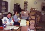 Two Employees at the Brantford Public Library Carnegie Building During Moving Preparations