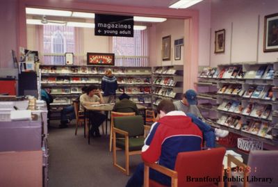 Patrons at the Brantford Public Library Carnegie Branch