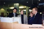 Hon. Marilyn Mushinski, Hon. John Snobelen, and Ron Johnson MPP visit the Brantford Public Library