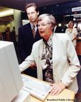 A Staff Member Uses the Computer at the Brantford Public Library