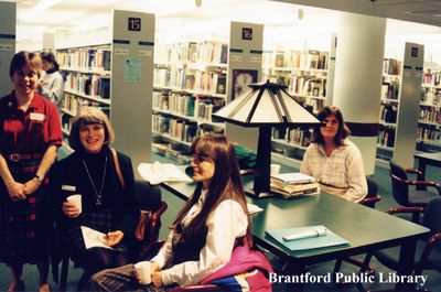 Attendees at the Brantford Sesquicentennial Celebration at the Brantford Public Library