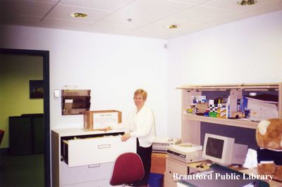 Brantford Public Library Staff Member in a Library Office