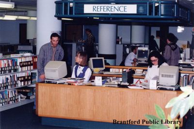 Brantford Public Library Staff Members at the Main Branch Reference Desk