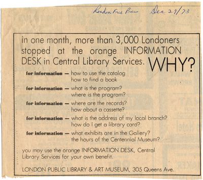 London Public Library & Art Museum Advertisement