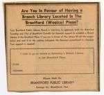 Are You In Favour of Having a Branch Library Located In The Brantford (Woolco) Plaza?