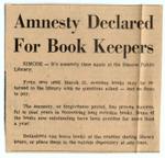 Amnesty Declared For Book Keepers