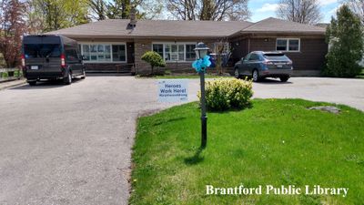 'Heroes Work Here! #brantwoodstrong' Sign Outside a House in Brantford, Ontario