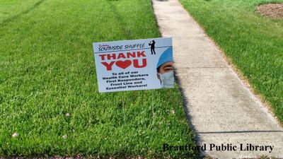 'Thank You' Sign on a Lawn in Brantford, Ontario