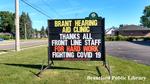 Brant Hearing Aid Clinic Sign Reading 'Thanks All Front Line Staff For Hard Work Fighting COVID 19'