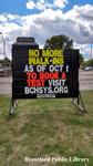 Brant Community Healthcare System Sign Reading 'No More Walk-Ins As Of  Oct 1, To Book A Test Visit BCHSYS.ORG'