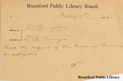 Brantford Public Library Board Motion Slip