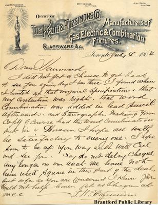 Letter from the Keith & Fitzsimons Co.