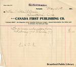 Canada First Publishing Co. Receipt for the Brantford Public Library
