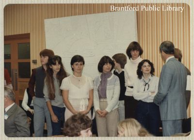 Osijek delegates meet with Brantford students, October 1981