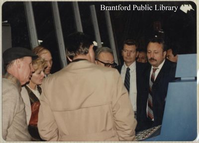 Osijek delegates view a machine in Brantford, October 1981