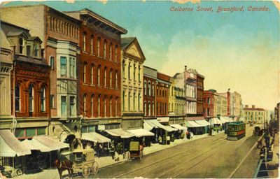 Postcard Showing Colborne Street, Brantford, with Inscription