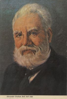 Postcard depicting portrait of Alexander Graham Bell