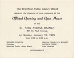 Invitation to the Official Opening of the St. Paul Avenue Branch of the Brantford Public Library, 1975