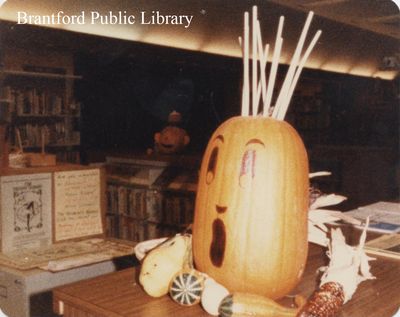 Halloween Pumpkin at the St. Paul Avenue Branch of the Brantford Public Library, 1983