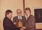 Wayne Gretzky, Bill Webb, and Ted Decoteau at Wayne Gretzky Night, March 1980