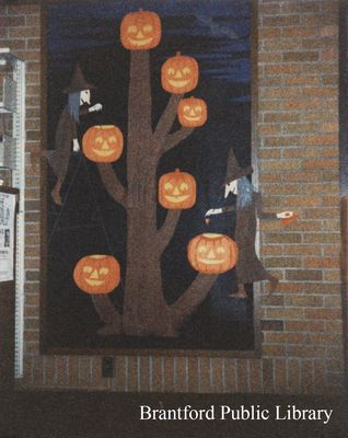 Halloween Display at the St. Paul Branch of the Brantford Public Library, 1984