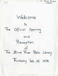 Welcome To The Official Opening and Reception of The Blind River Public Library, 1978