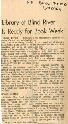 Library At Blind River Is Ready For Book Week , Circa 1977