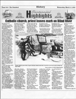 Catholic Church, Priest Leaves Mark on Blind River - The Standard, 2006