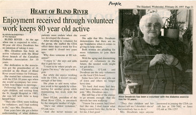 Enjoyment Received Through Volunteer Work, Blind River, The Standard, 1997
