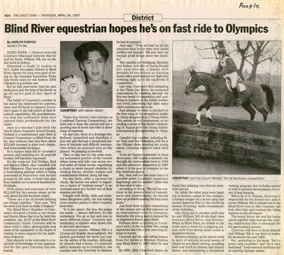 Blind River Equestrian Hopes For Olympics, 1997
