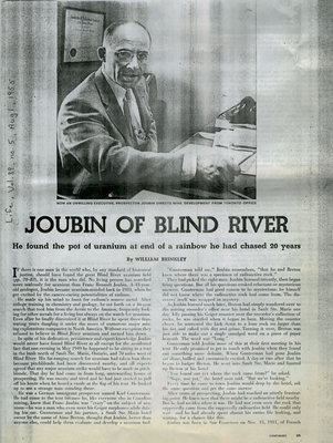 Joubin of Blind River, Life Magazine,Vol. 39, No.5, 1955
