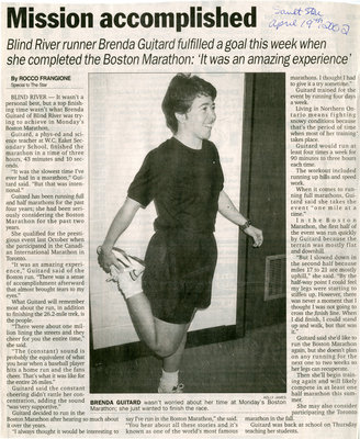 Mission Accomplished As Blind River Runner Completes Boston Marathon, 2002