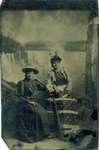 Tintype of Two African American Ladies with Niagara Falls Backdrop [n.d.]