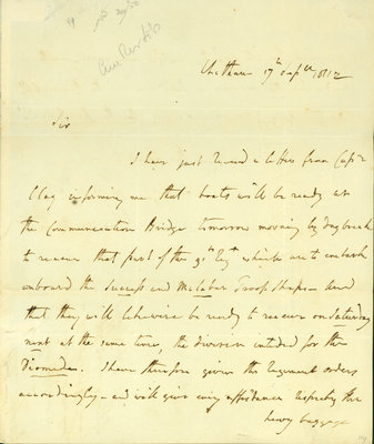 R. Lawson letter, September 17, 1812.