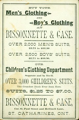 Bissonette & Case, the Clothiers: Brock University Special Collections ...