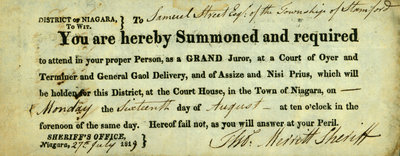 Summons to Samuel Street from Thomas Merritt, 27 July 1819