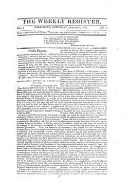 The Weekly Register - October 1811