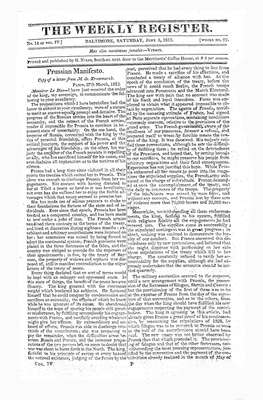 The Weekly Register - June 1813