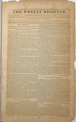 The Weekly Register Vol. III, No. 11, Whole No. 63- November 14,1812