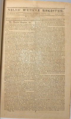 The Weekly Register Vol. VI, No. 22, Whole No. 152- July 30, 1814