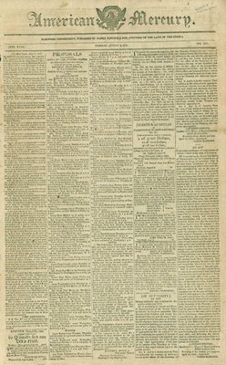 American Mercury Newspaper, Vol. XXXI, No. 1571. August 9, 1814