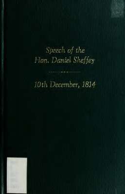 Speech of the Hon. Daniel Sheffey