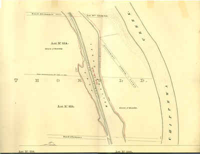 Second Welland Canal - Book 3, Survey Map 6 - Canal along Chippewa Creek in Thorold