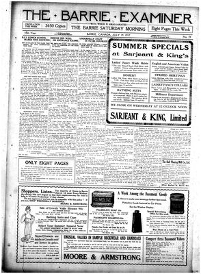 Barrie Examiner, 19 Jul 1917