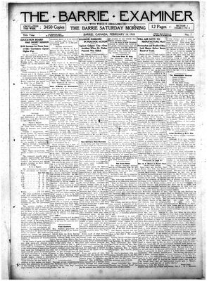 Barrie Examiner, 14 Feb 1918