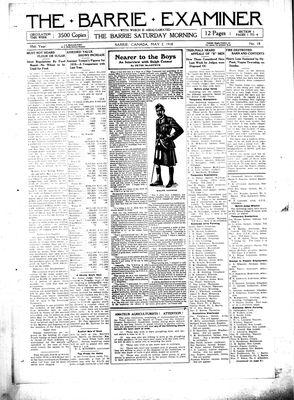 Barrie Examiner, 2 May 1918