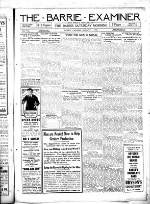 Barrie Examiner, 1 Aug 1918