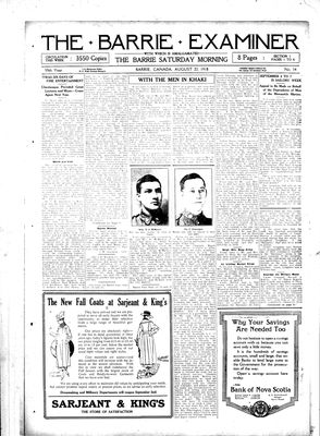 Barrie Examiner, 22 Aug 1918